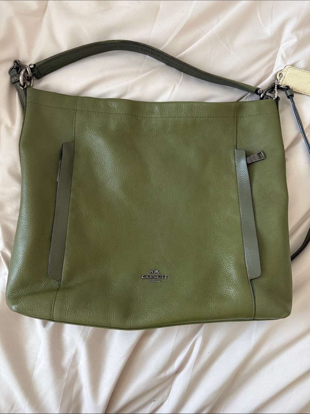 Coach Olive Green Leather Hobo Shoulder Bag
